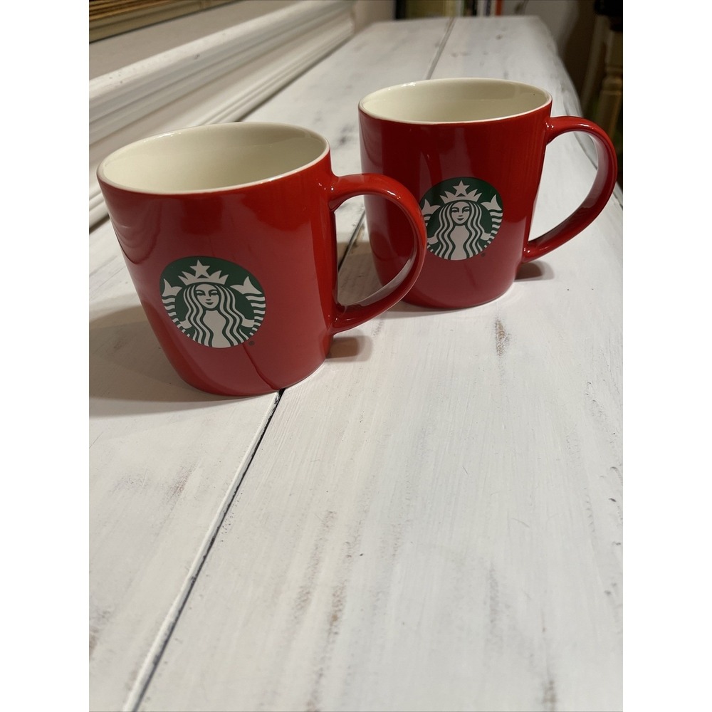 Two (2) 2021 starbucks mug Red
